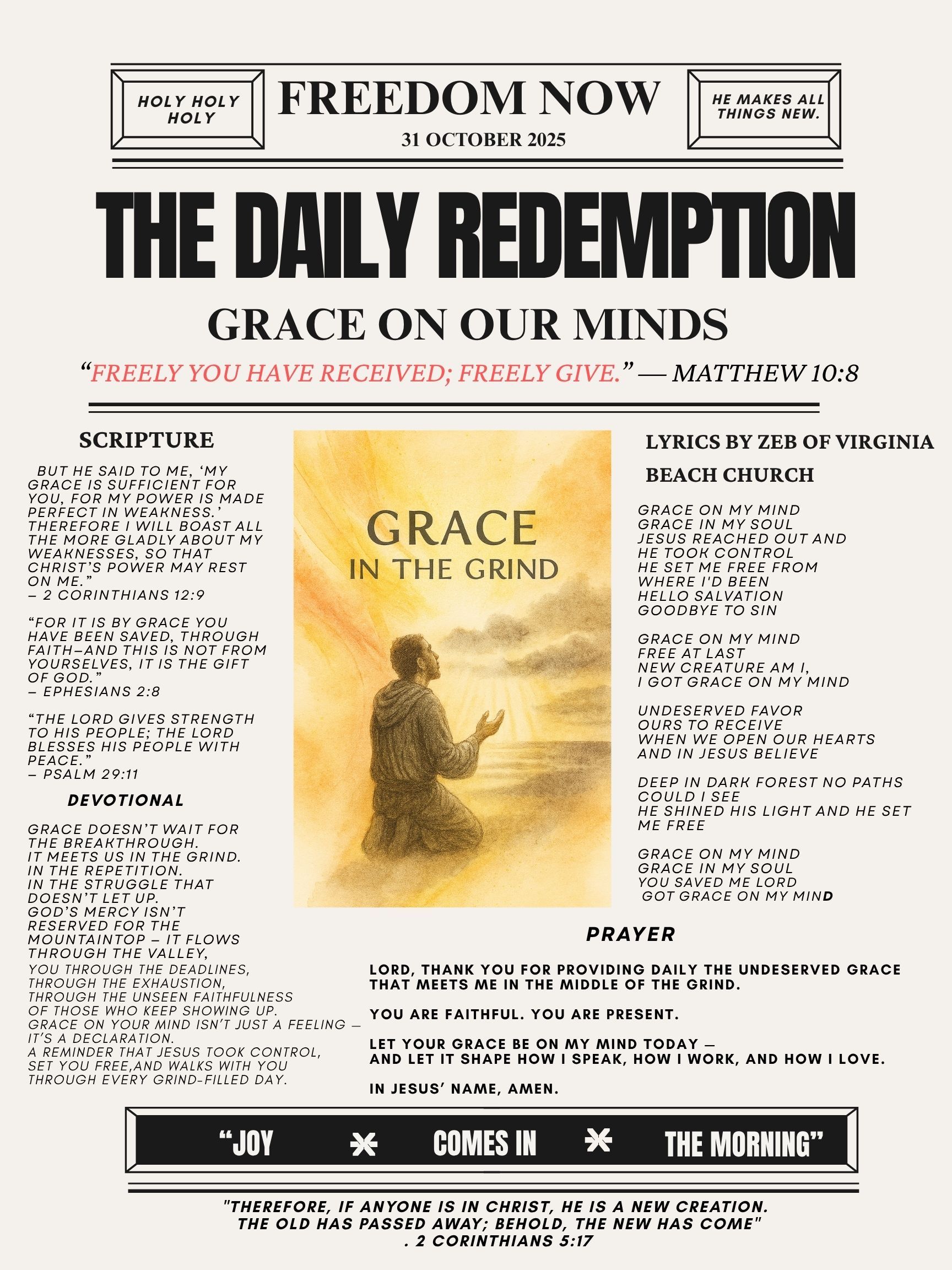 The Daily Redemption – Grace On Our Minds – 31 Oct 25