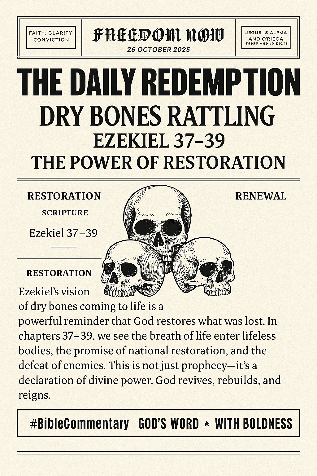 The Daily Redemption “Dry Bones Rattling” – Restoration 26 Oct 25