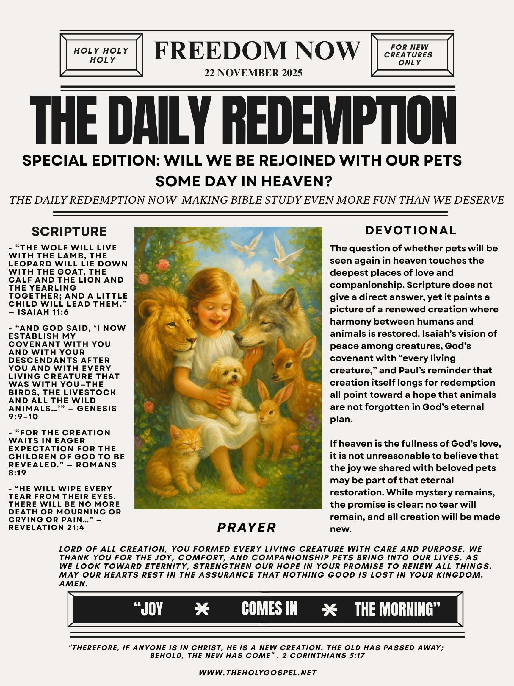 SPECIAL EDITION: WILL WE BE REJOINED WITH OUR PETS SOME DAY IN HEAVEN?