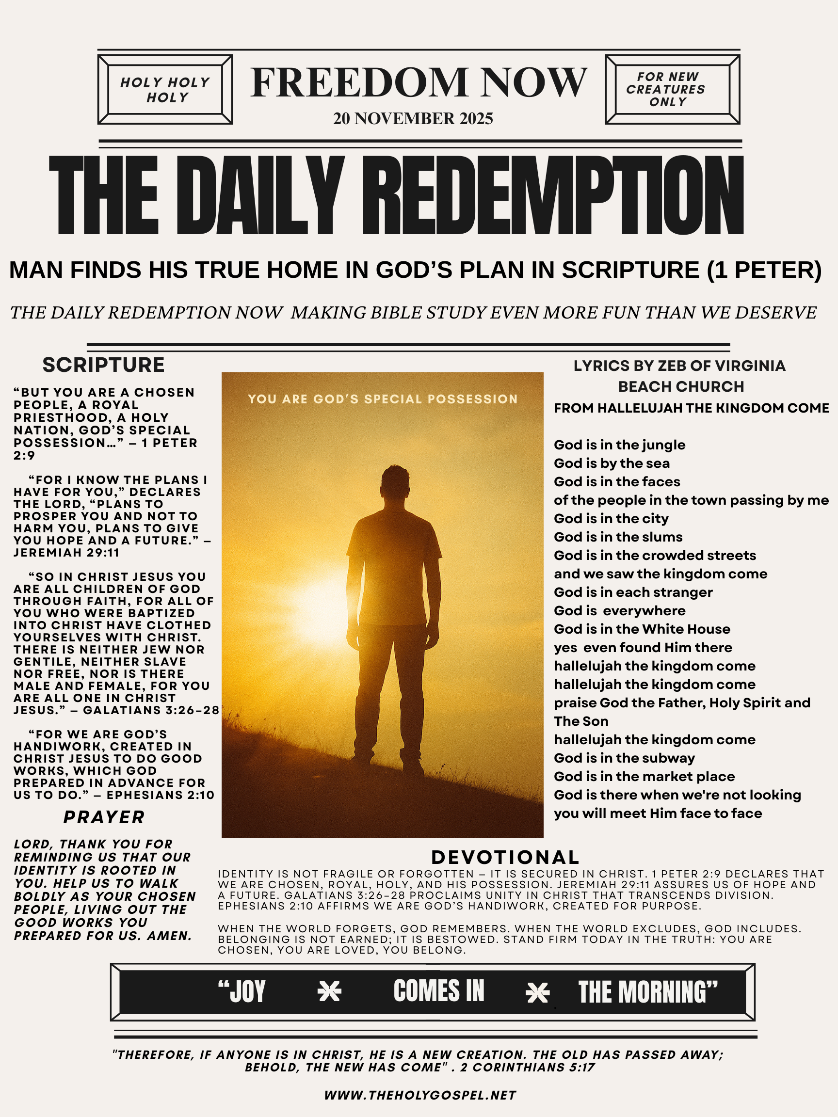 Man Finds His True Home in God’s Plan in Scripture (1 Peter)