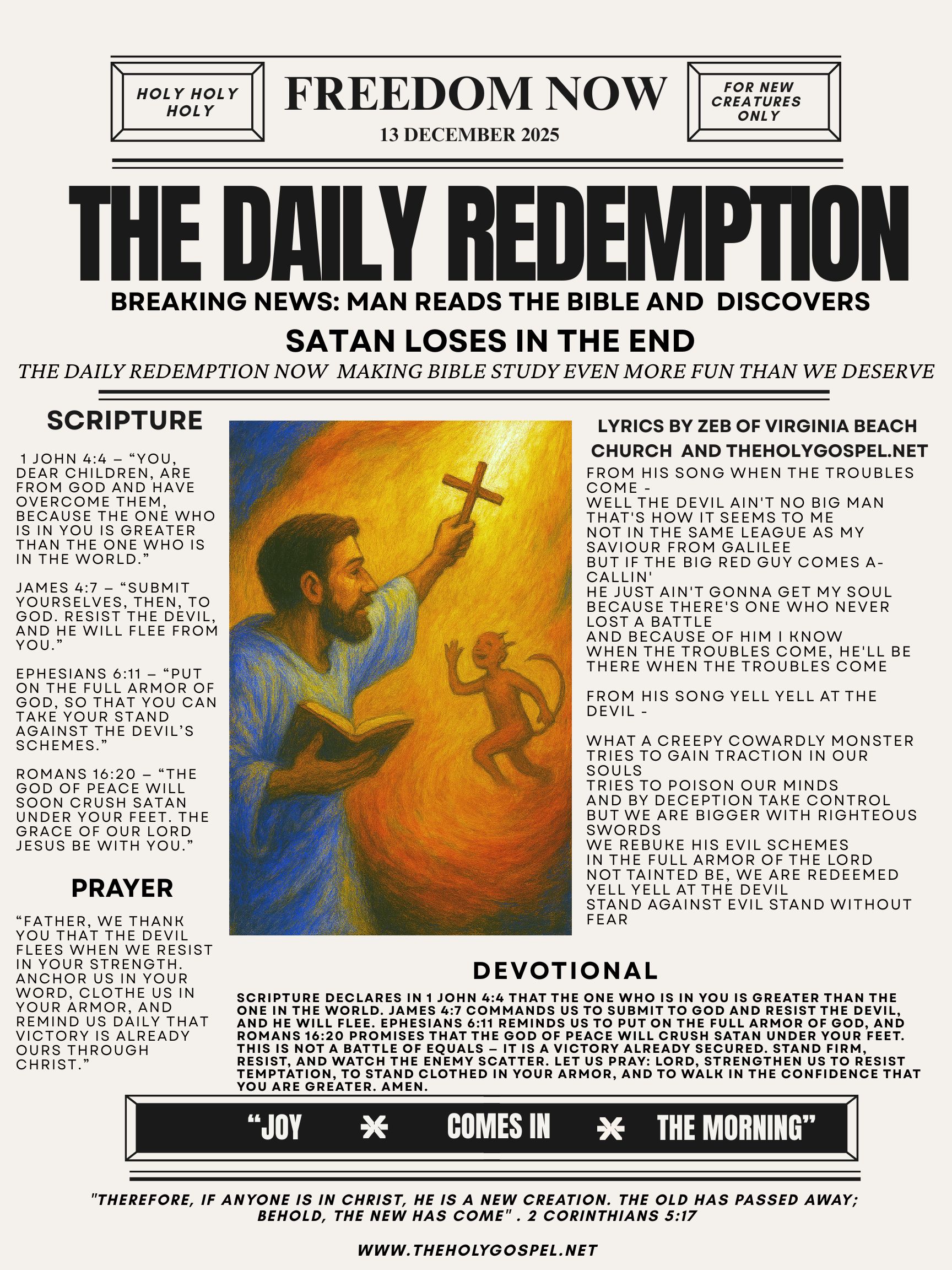 Satan Loses In The End – Read The Bible – Daily Redemption 13 Dec 2025