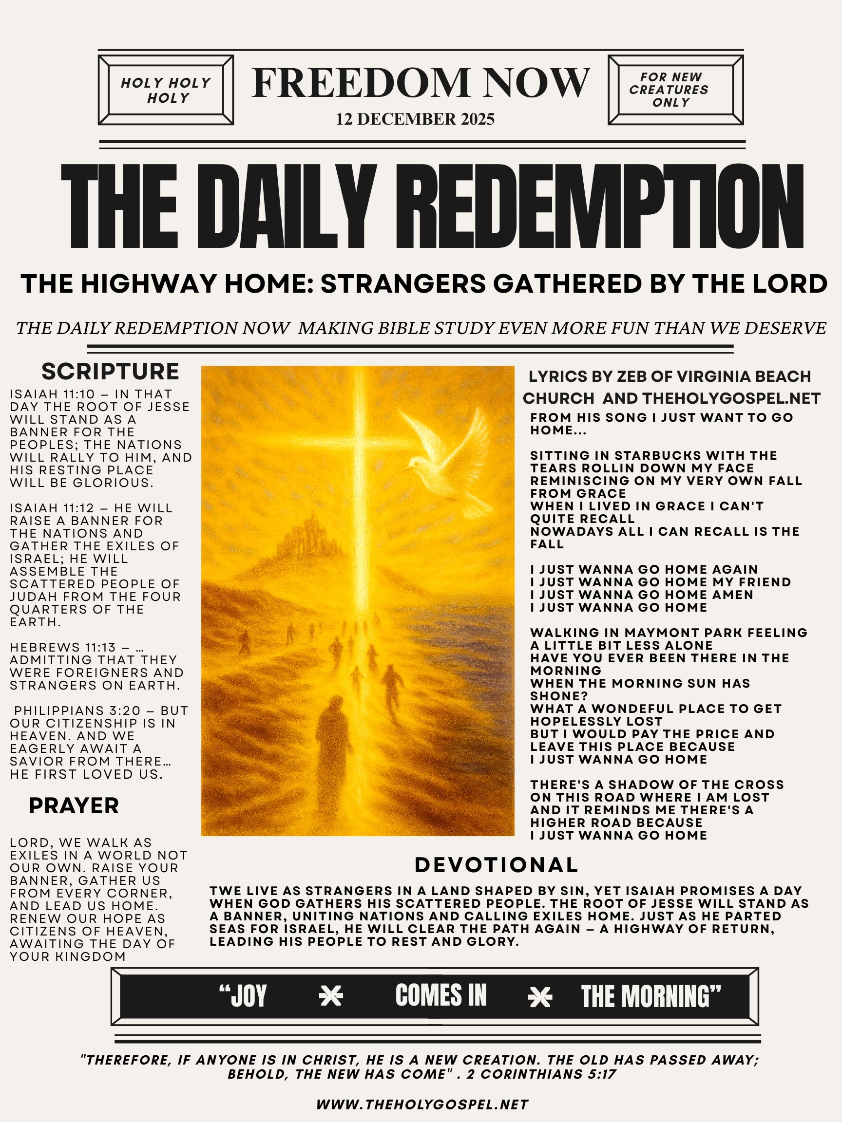 The Highway Home: Strangers Gathered by the Lord – Daily Redemption Bible Bulletin of 12 Dec 25