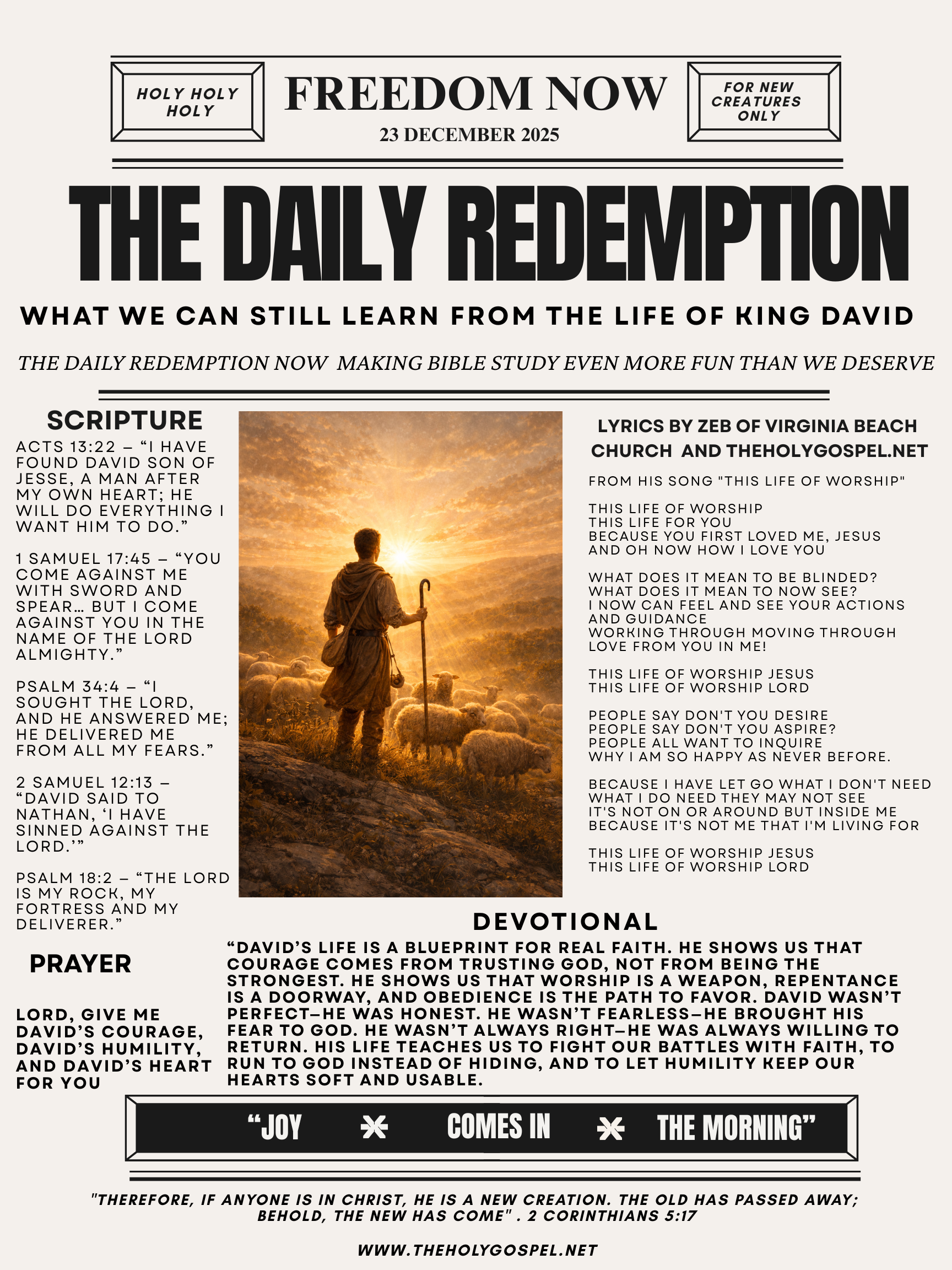 King David’s Psalm 34 On Deliverance – The Daily Redemption Bible Bulletin – 23 Dec 25