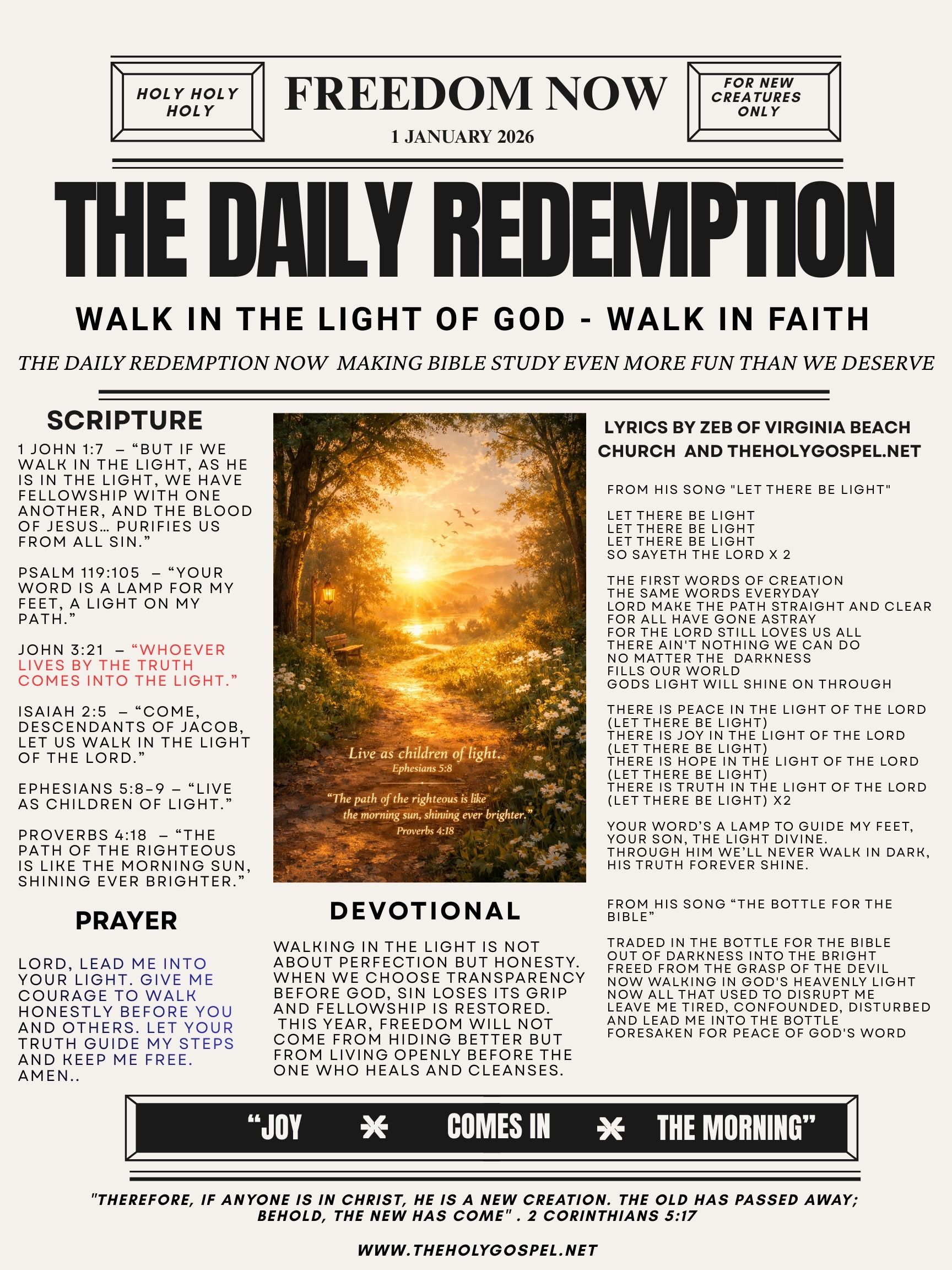 Walk In The Light Of God In The New Year – 1 Jan 26