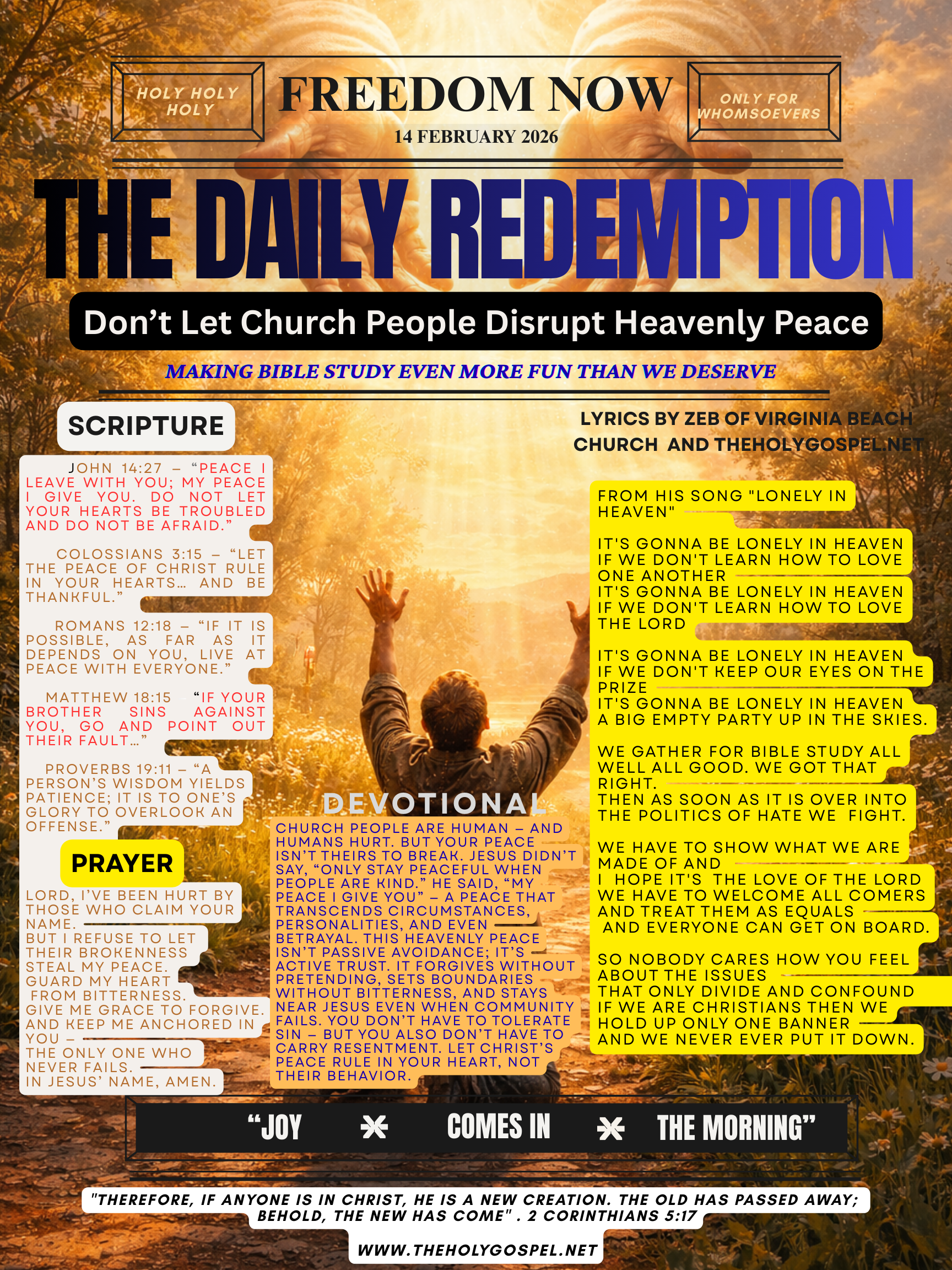 Don’t Let Church People Disrupt Heavenly Peace  – DR Bible Blast Bulletin 14 Feb 26