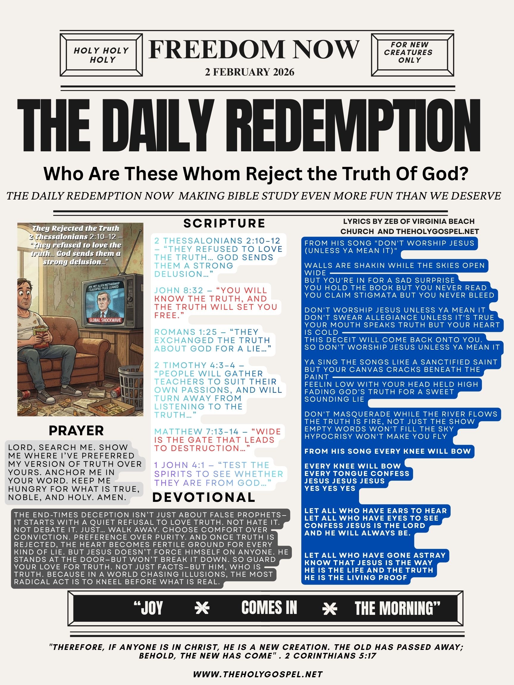 They Rejected the Truth – DR Bible Bulletin 2 Feb 26