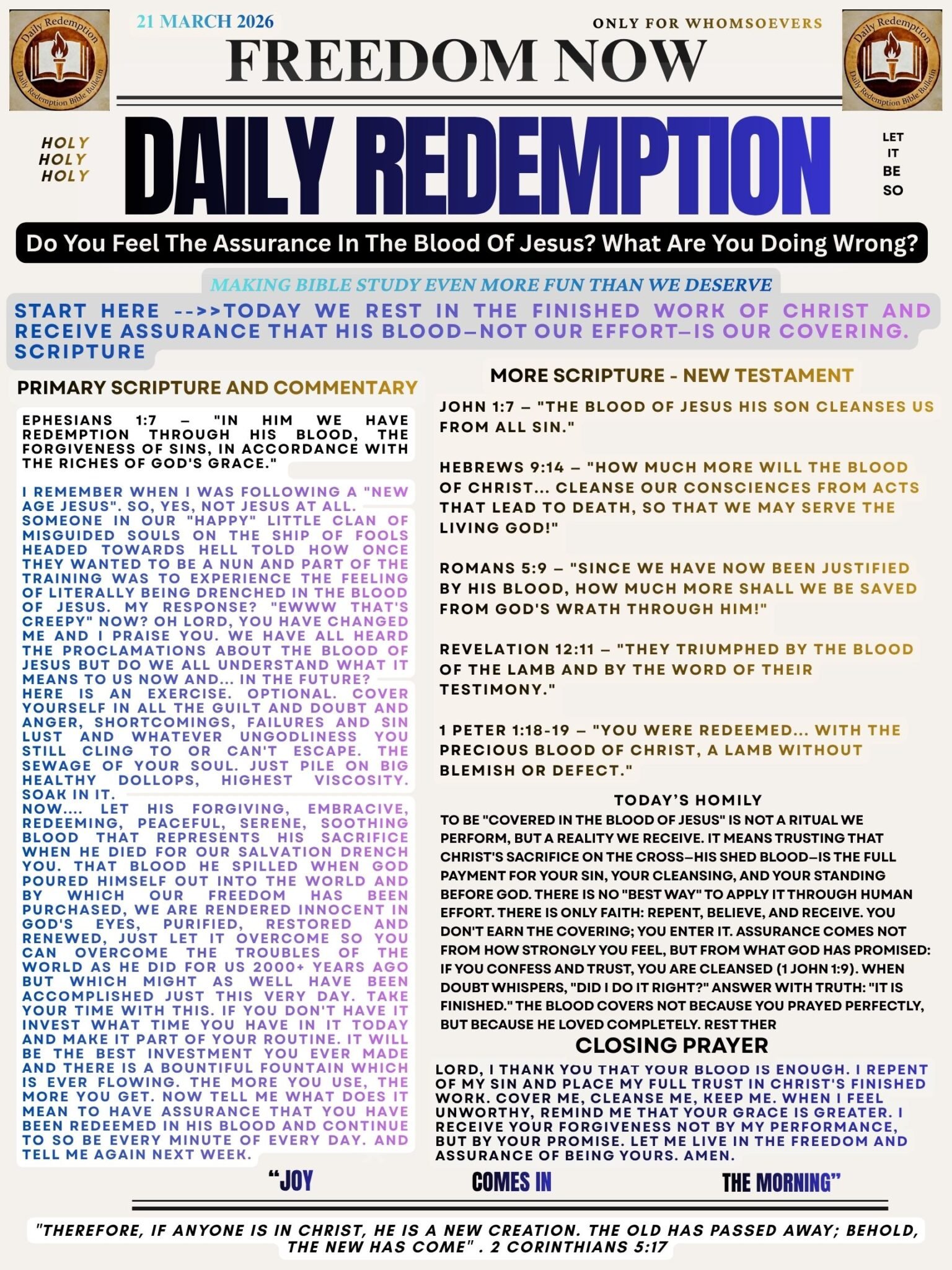 Daily Redemption Graph Do You Feel The Assurance In The Blood Of Jesus? What Are You Doing ...