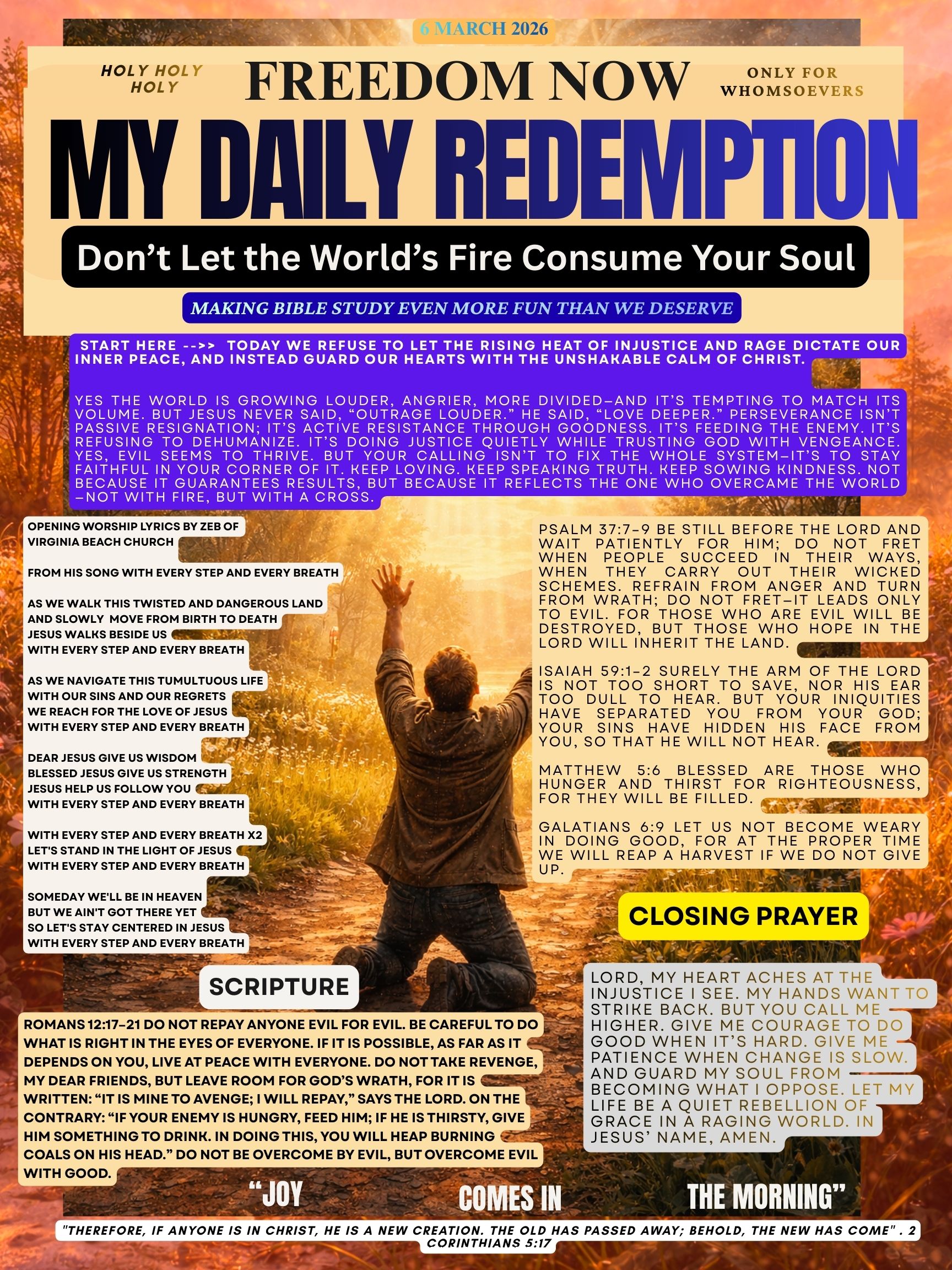 Don’t Let the World’s Fire Consume Your Soul – DR Bible Blast Bulletin 6 March 26
