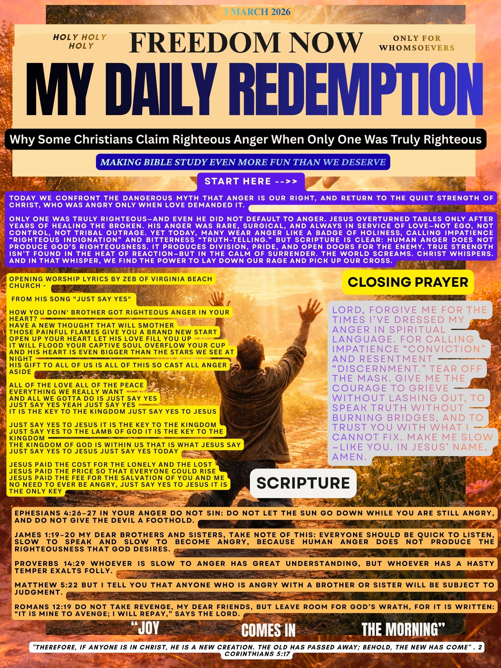 Why Some Christians Claim Righteous Anger When Only One Was Truly Righteous – DR Bible Bulletin 3 March 26