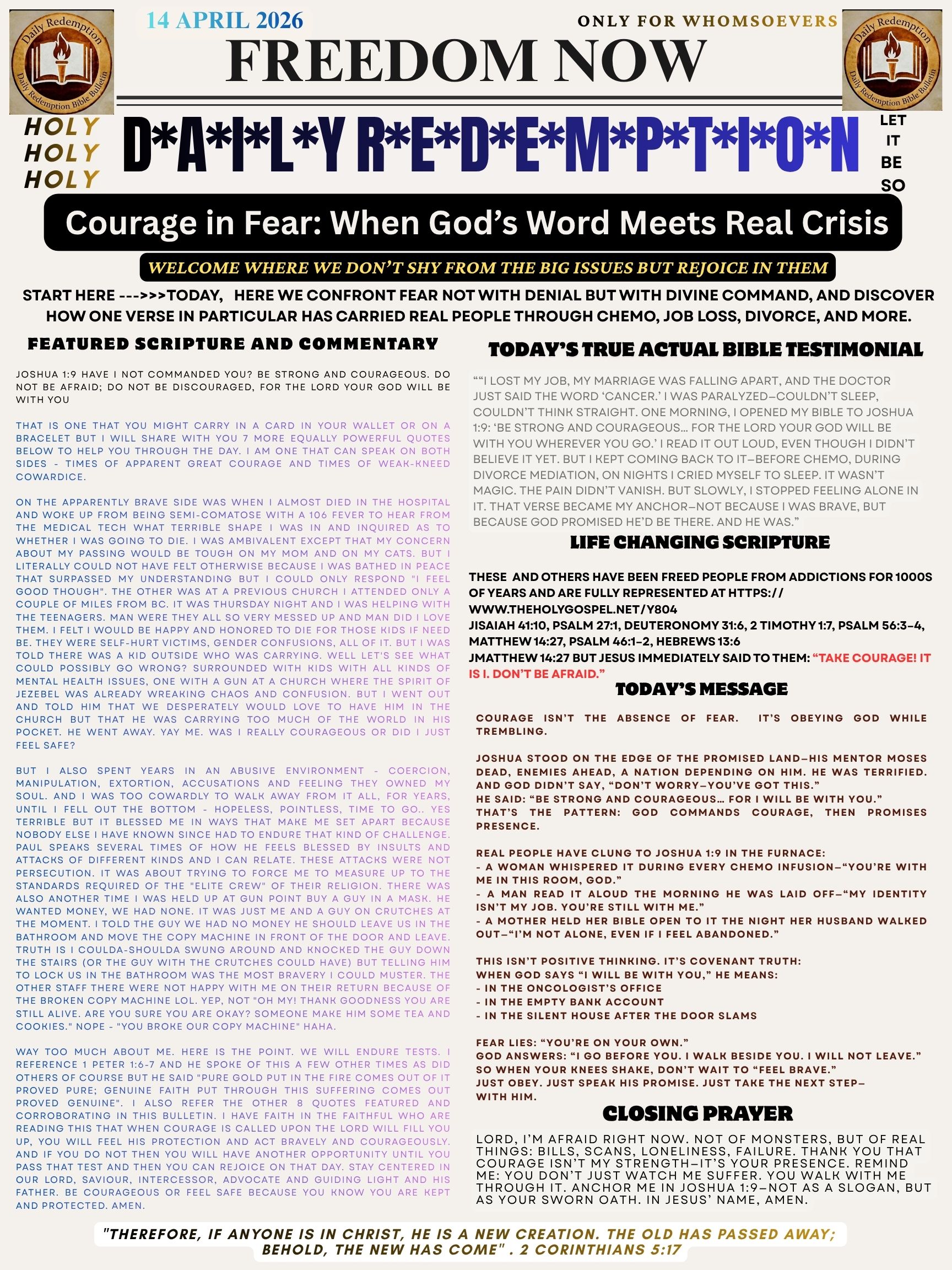 Courage in Fear: When God’s Word Meets Real Crisis – DRBBB 14 April 26