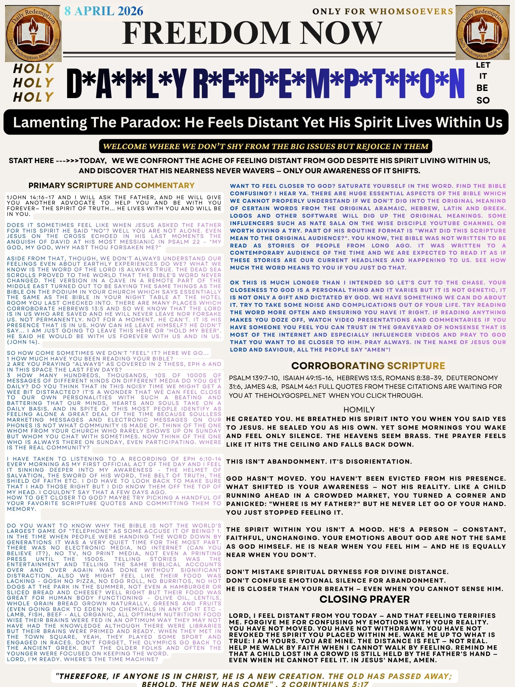 Lamenting The Paradox: He Feels Distant Yet His Spirit Lives Within Us – DRBBB 8 April 26