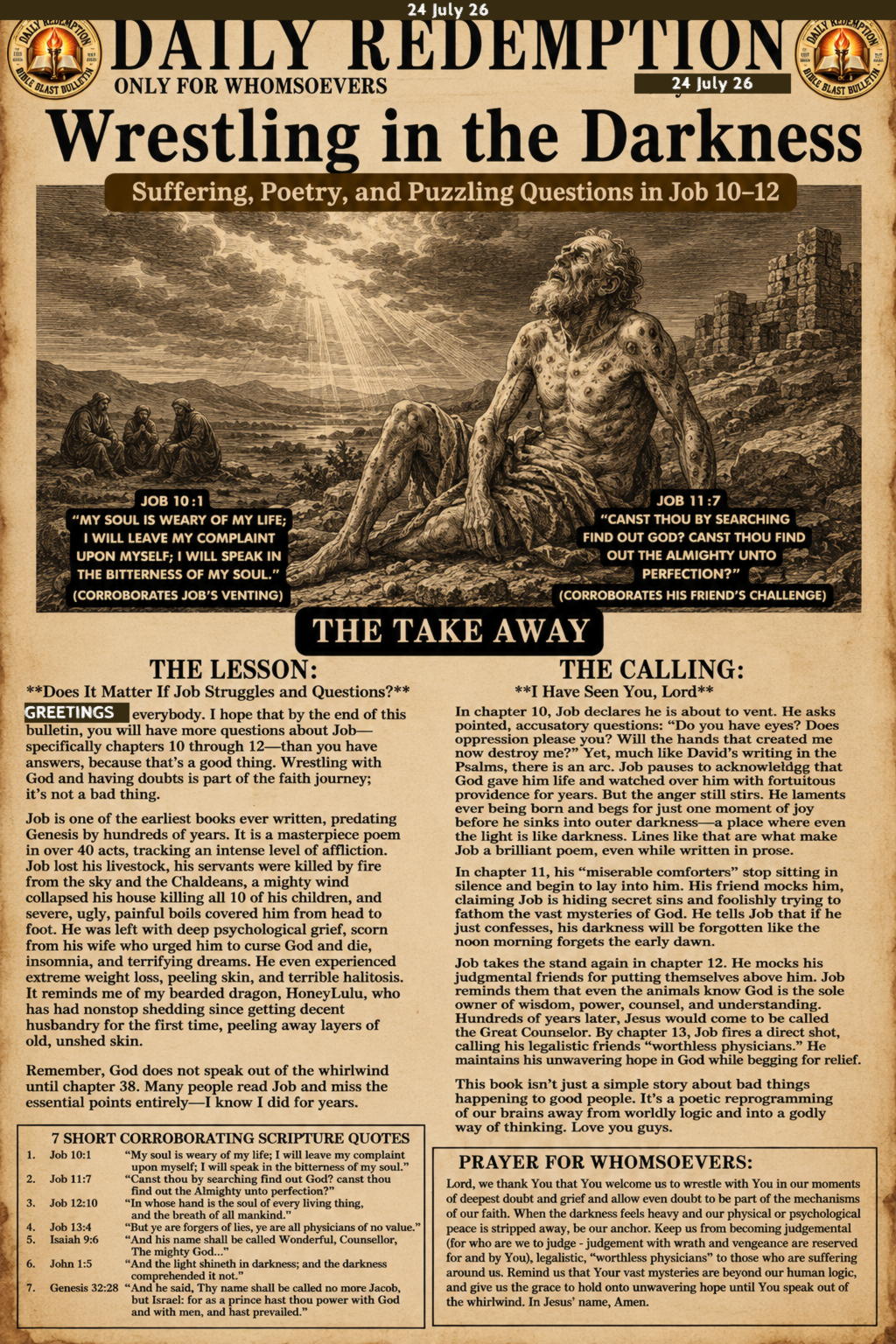 Wrestling in the Darkness: Suffering, Poetry, and Puzzling Questions in Job 10–12