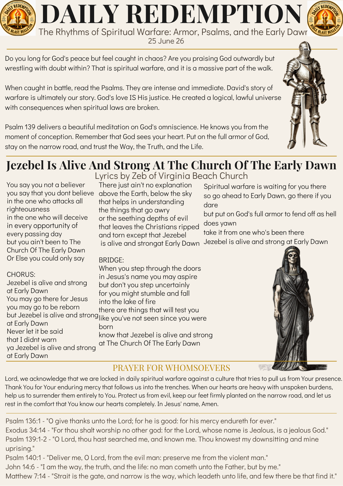 The Rhythms of Spiritual Warfare: Armor, Psalms, and the Early Dawn