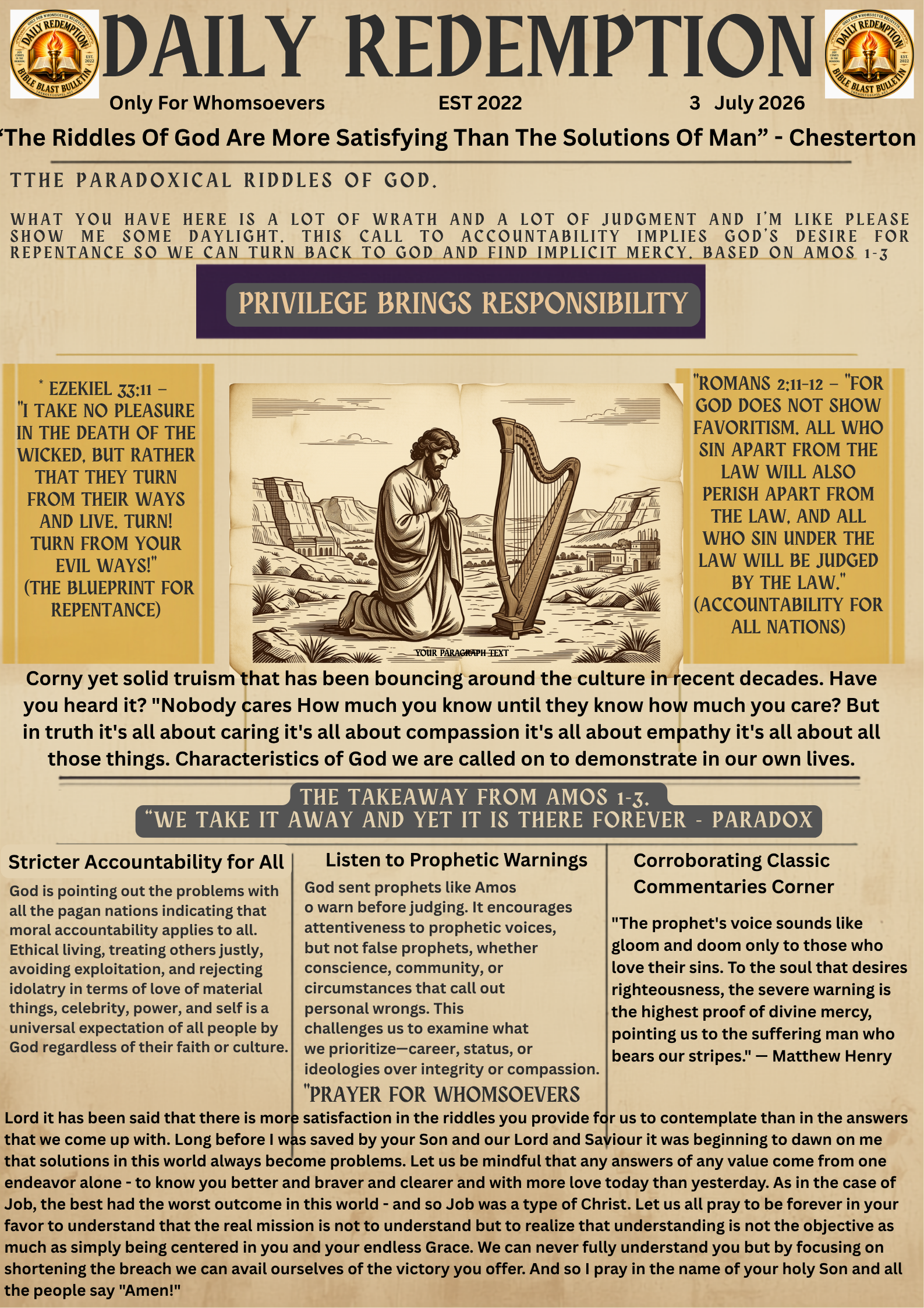 “The paradoxical riddles of God are…. ” (focus on wrath in AMOS 1-3)