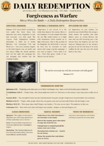 Daily Redemption infographic: Forgiveness as Warfare - Mercy Wins the Battle